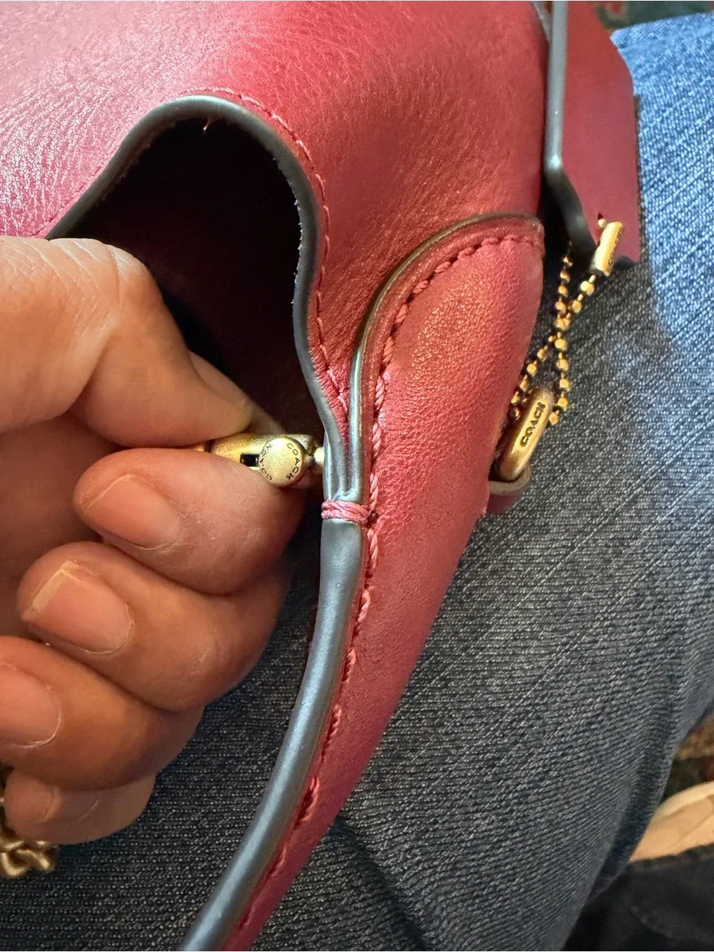Coach Brooklyn Leather Shoulder Bag Ruby red